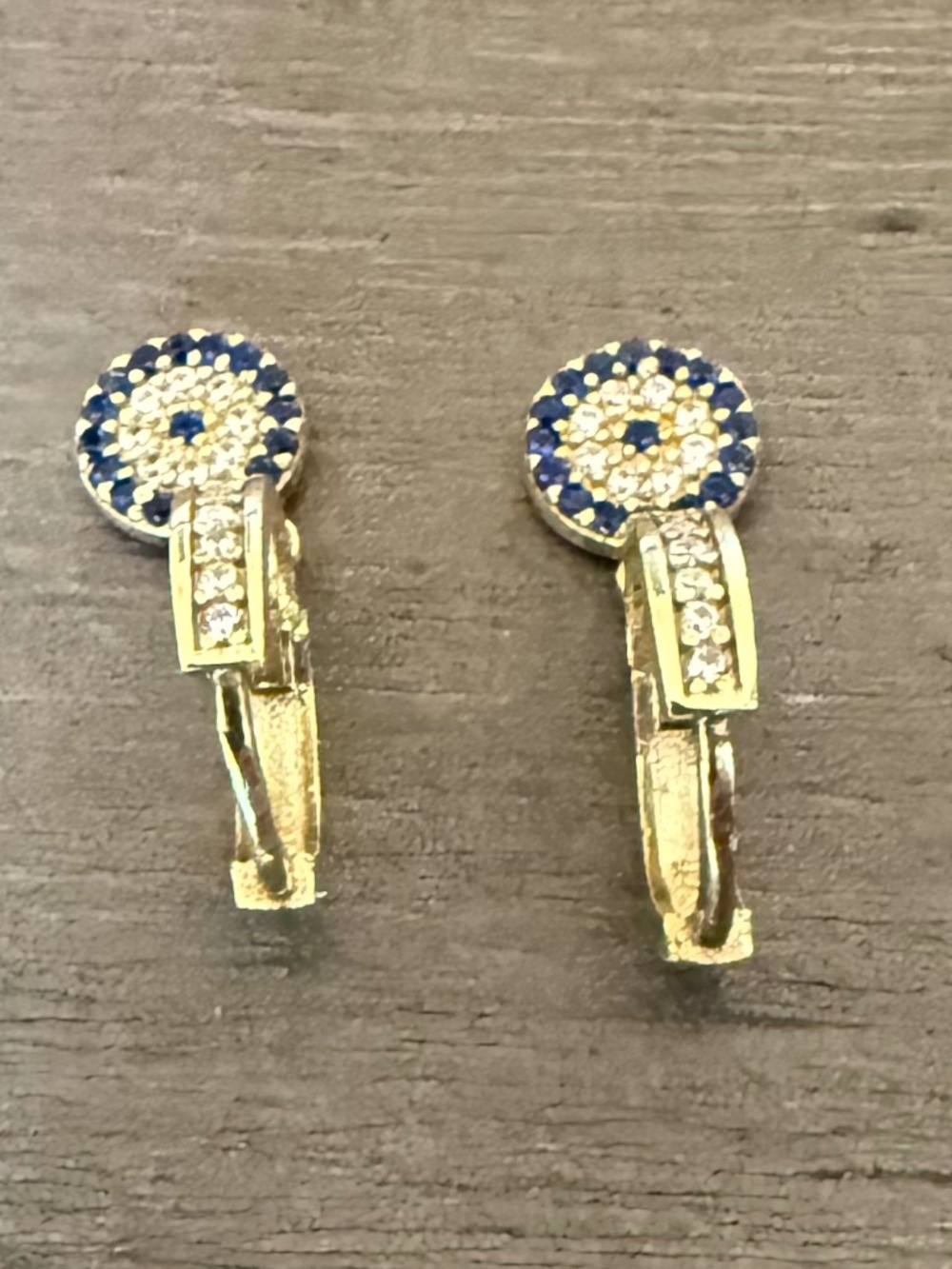 Gold Evil Eye Drop Hoop Earrings NWT